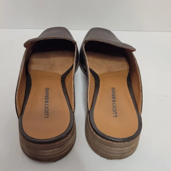 Lucky Brand brown leather slide on loafers women size 8M - Picture 7 of 10